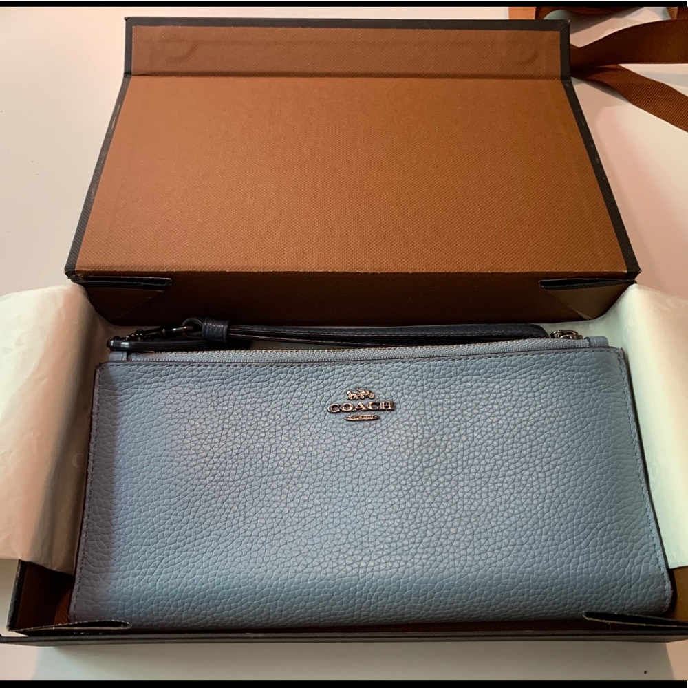 Coach cornflake blue wallet with original box